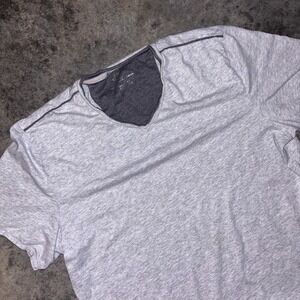 Calvin Klein T Shirt Men Large Gray Cotton Side Slit Performance Casual V Neck